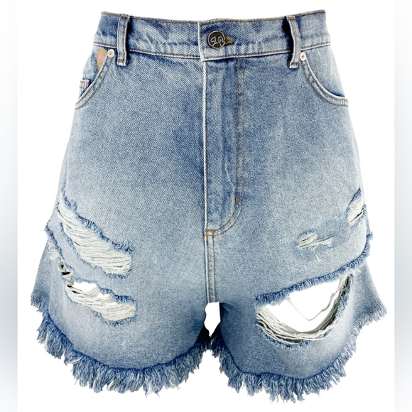 Sz M and L Natasha Zinko Unique Cutout Ripped reversible shorts With Zipper - Picture 2 of 4